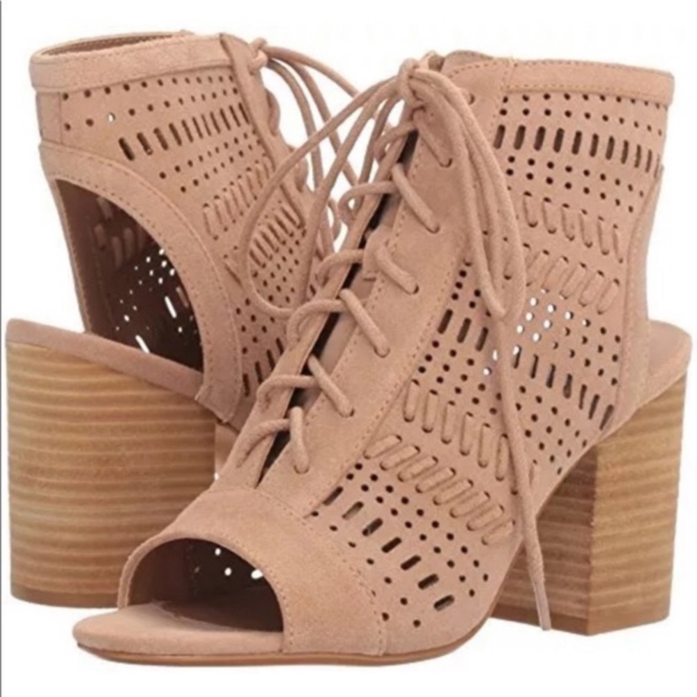 Steve Madden Camel Suede Block Heel Sandal Wedges